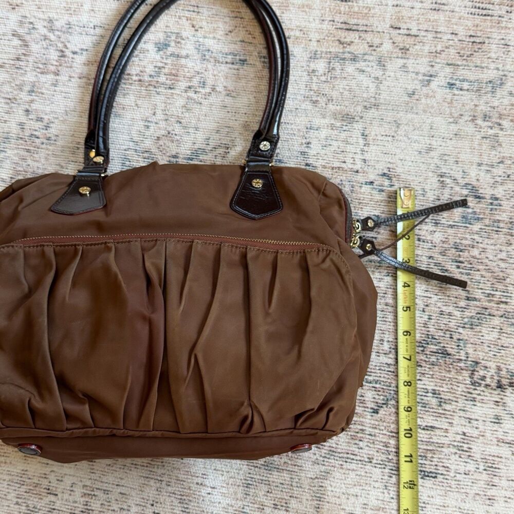 MZ Wallace Brown Nylon Leather Large Top Handle Tote Bag - Picture 13 of 16